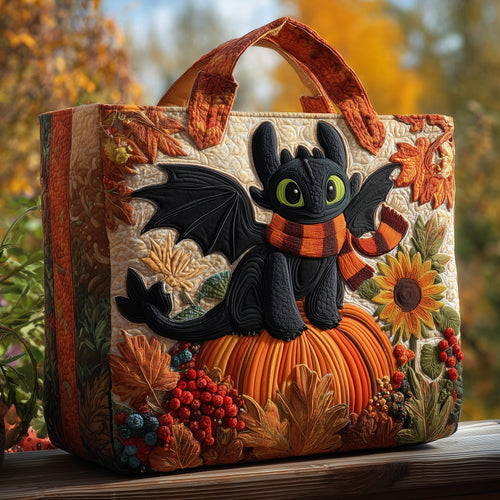 Toothless in Autumn Quilted Tote Bag GFTOHD10717