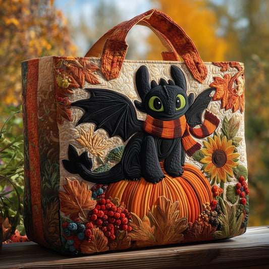 Toothless in Autumn Quilted Tote Bag GFTOHD10717