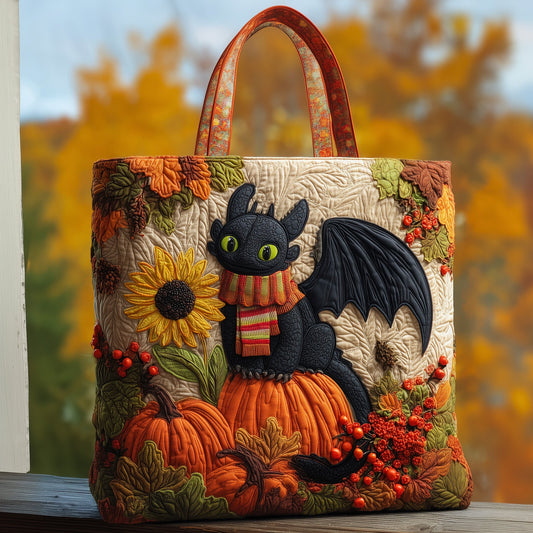 Toothless in Autumn Quilted Tote Bag GFTOHD10718