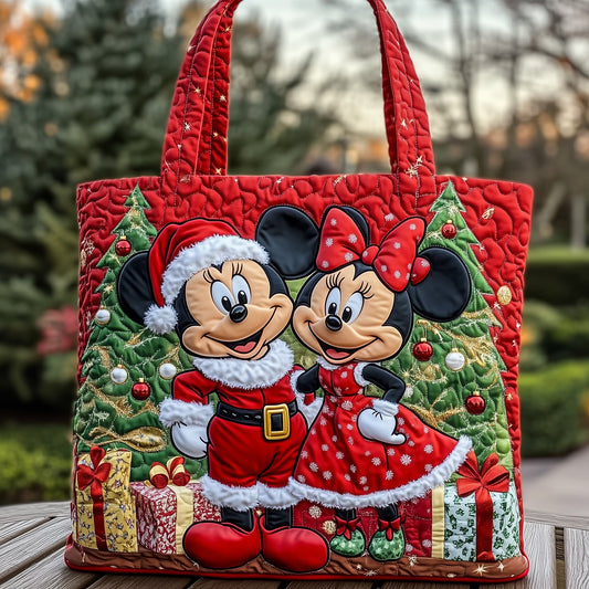 Christmas Mouse Couple Quilted Tote Bag GFTOHD10727