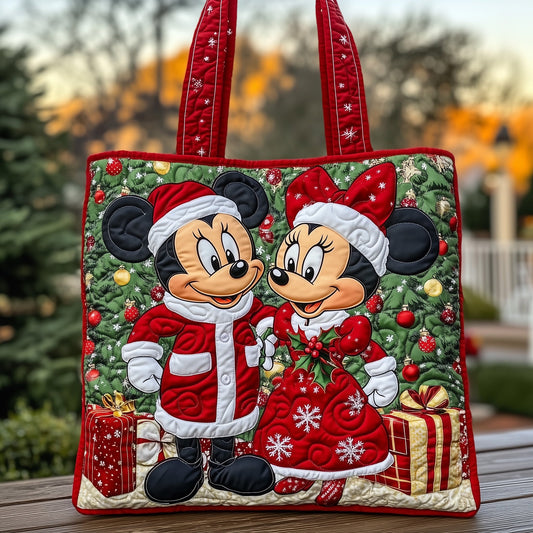 Christmas Mouse Couple Quilted Tote Bag GFTOHD10728