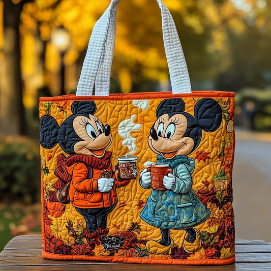 Fall Mouse Couple Quilted Tote Bag GFTOHD10732