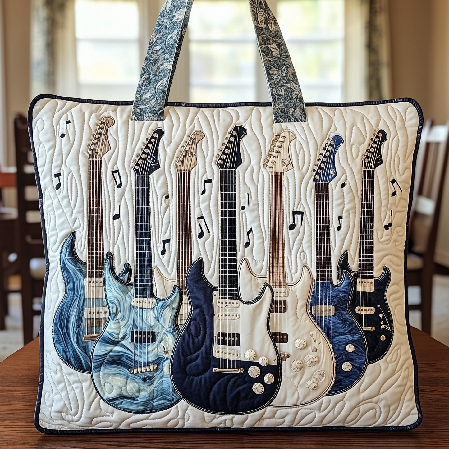 Elegant Guitar Quilted Tote Bag GFTOHD8013